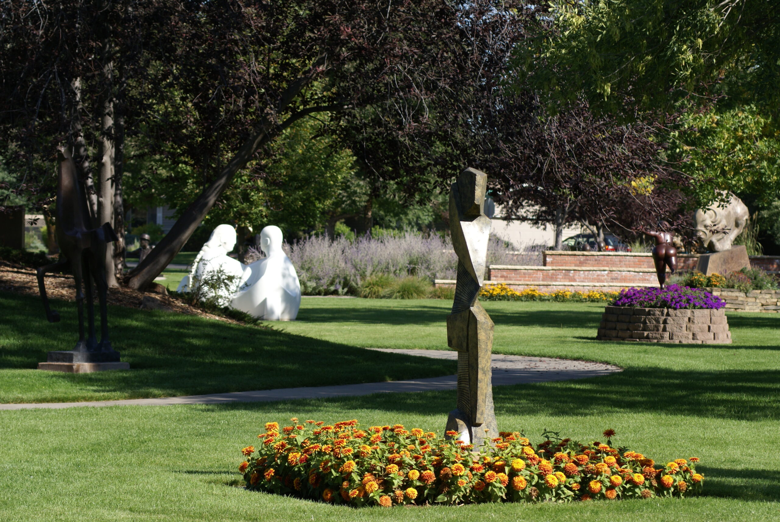 Multiple sculptures at Benson Sculpture Garden